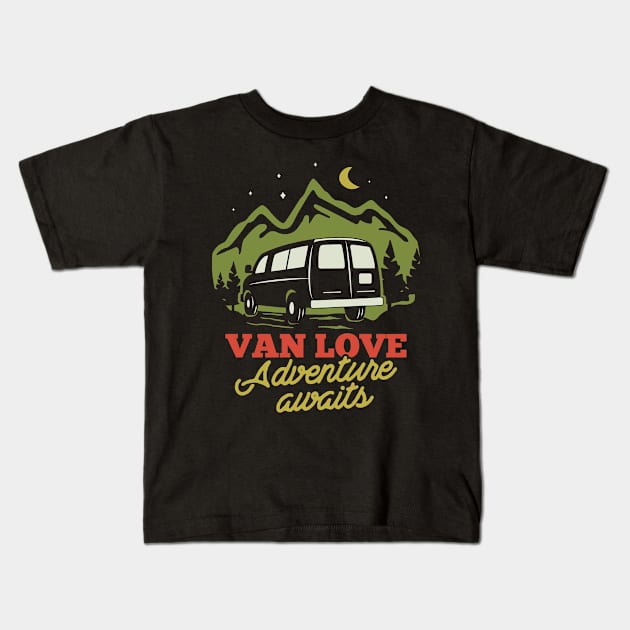 Camper Van Love Kids T-Shirt by BamBam